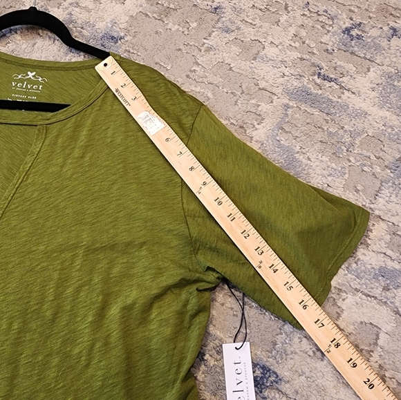 NWT Velvet By Graham & Spencer Green Vintage Slub Cotton Tee women's size XL - Picture 9 of 16